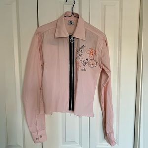 Dolce&Gabbana light pink logo shirt with a zip size Medium